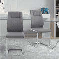 thumbnail image 1 of Dining Chairs Set of 2, Modern PU Faux Leather Dining Room Chairs with High Back and Chrome Metal Base, Upholstered Armless Side Chair Desk Chair for Living Room, Bedroom, Office, Grey, 1 of 7
