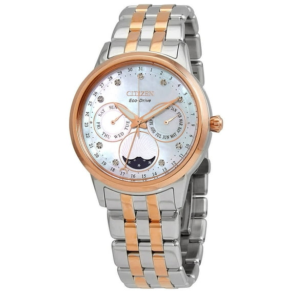 Women's Citizen Calendrier Sun and Moon Diamond Dial Watch FD0006-56D
