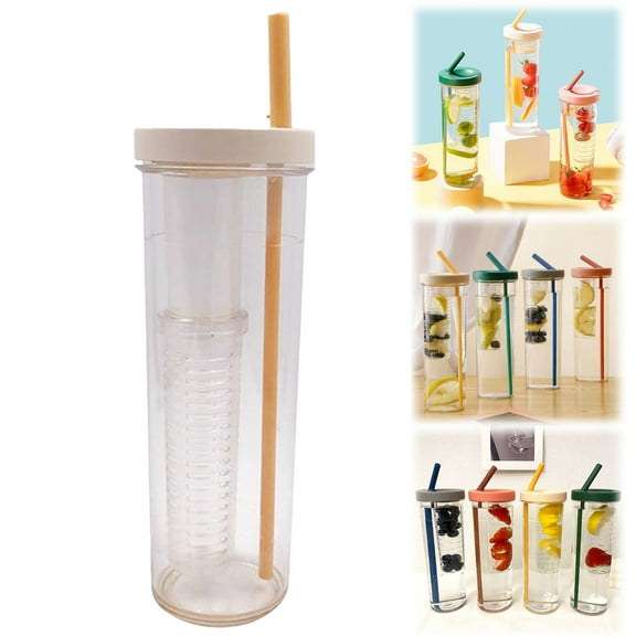 BinKFF Water Bottle with Straw, 23.6oz Plastic Coffee Tumbler with Lid, Reusable Plastic Cup, Iced Coffee Cup Drinking Glass Tumbler for Coffee, Soda, Tea, Milk, Juice, Gift