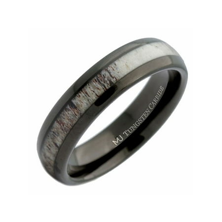 Metals Jewelry Unisex 6mm Wedding Band Deer Antler Inlay Black Tungsten Carbide Ring Size 11 Metals Jewelry Unisex 6mm Wedding Band Deer Antler Inlay Black Tungsten Carbide Ring Size 11