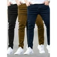 thumbnail image 2 of MF New 20243 Pack Men's Slim Fit Stretch Jeans, Solid Color, Regular Length, Suitable for All Seasons, Classic Look, Medium Stretch Fabric, Cut Fit, Men's Fashion Jeans Dandy, 2 of 9