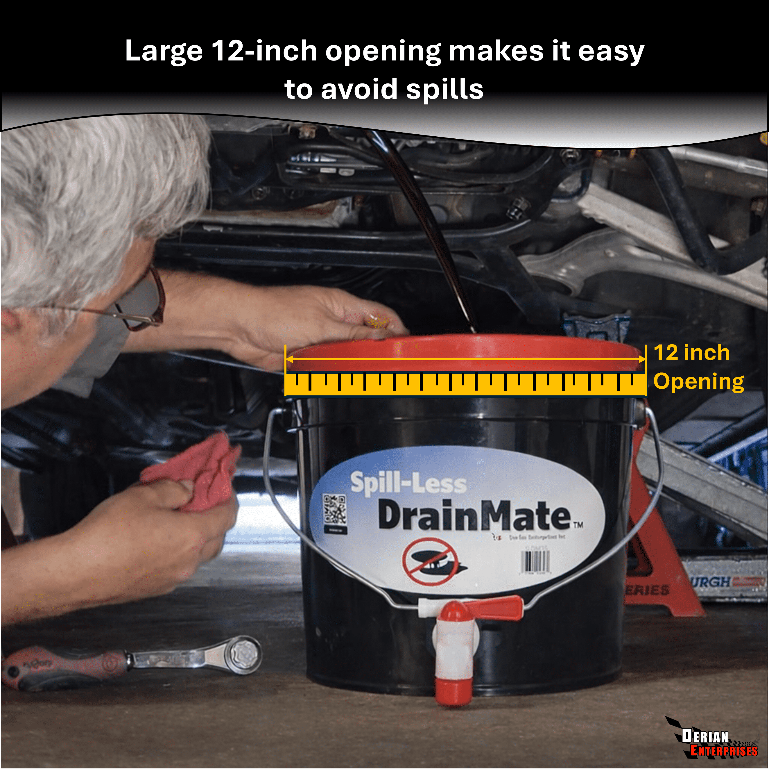 Spill-Less DrainMate™ 14 Quart Oil Drain Pan / Container - Made in USA