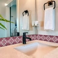 thumbnail image 3 of Mi Alma Removable Vinyl Floral Pink White Backsplash Tile Stickers, 24pcs, 3 of 10