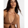 thumbnail image 4 of Kacey Lee Women's and Women's Plus Triangle Halter Bikini Top with Studs, Sizes XS-3X, 4 of 5