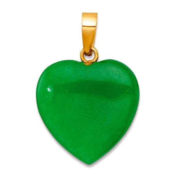 14.8mm 14k Solid Yellow Gold Polished Dyed Jade Love Heart Pendant Necklace Pendant for Women