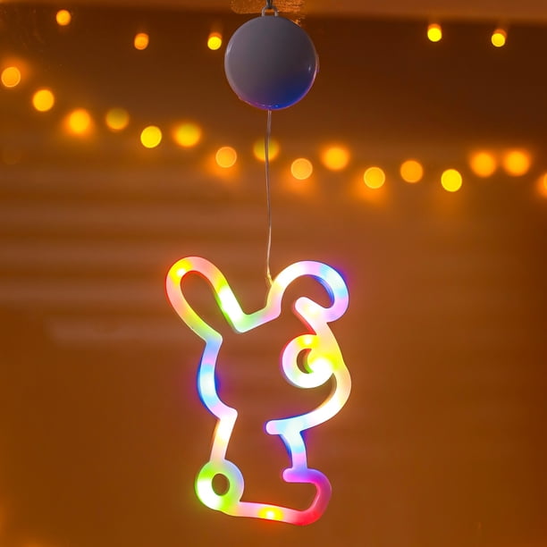 1pc Guirnalda de luces LED 3D con forma de conejo y huevo de Pascua, perfecta para dormitorio, ventana de sala de estar o como luz decorativa creativa. Funciona con 3 pilas AAA,