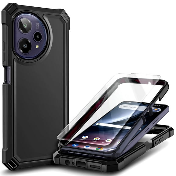 NGB SUPREMACY For Cricket Icon Plus - 2026 / AT&T Verge 2 Phone Case Tempered Glass Screen Protector Full-Body Protective Shockproof Bumper Icon 6 Plus 2026 / ATT Verge 2 Case Cover