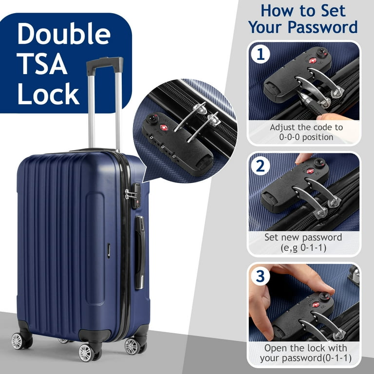 Hana　タッパーウェア ディープスーパーケース 3個セット　ネイビー Amazon.com | Coolife Luggage 3 Piece Set Suitcase Spinner