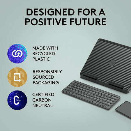 Logitech - Casa Pop-Up Desk Work From Home Kit Compact Wireless Keyboard, Touchpad and Laptop Stand for Laptop/MacBook (10” to 17”) - Classic Chic