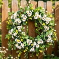 thumbnail image 7 of Bcylexb Spring Daisy Eucalyptus Wreaths, 19.6" Decorative Door Wreath Artificial Floral Hanging Wreath for Front Door Farmhouse Home Wall Decor, 7 of 7