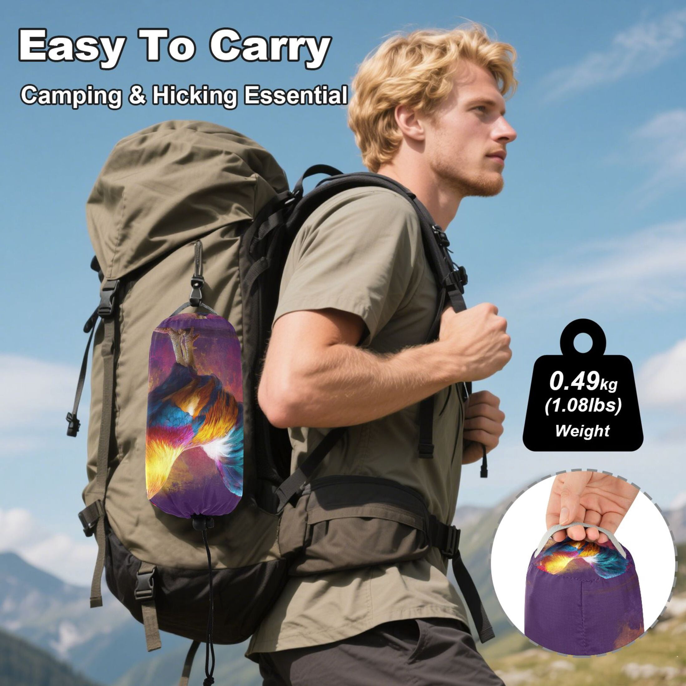 Hanging Hammock Portable Travel Camping For Outdooor Beach Camping Hiking A Colorful Rooster
