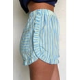 thumbnail image 3 of Southern Belle Style Striped Shorts for Women – High Waist Elastic Ruffle Trim, Cotton Blend for Summer Comfort, L, 3 of 6