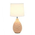 thumbnail image 2 of Creekwood Home Essentix 14.17" Traditional Ceramic Textured Thumbprint Tear Drop Shaped Table Desk Lamp with Tapered White Fabric Shade for Home Décor, Bedroom, Living Room, Dining Room, Foyer, Pink, 2 of 6
