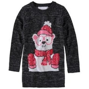 Derek Heart Girls 7-16 Polar Bear Glasses Sweater (Charcoal 14/16)