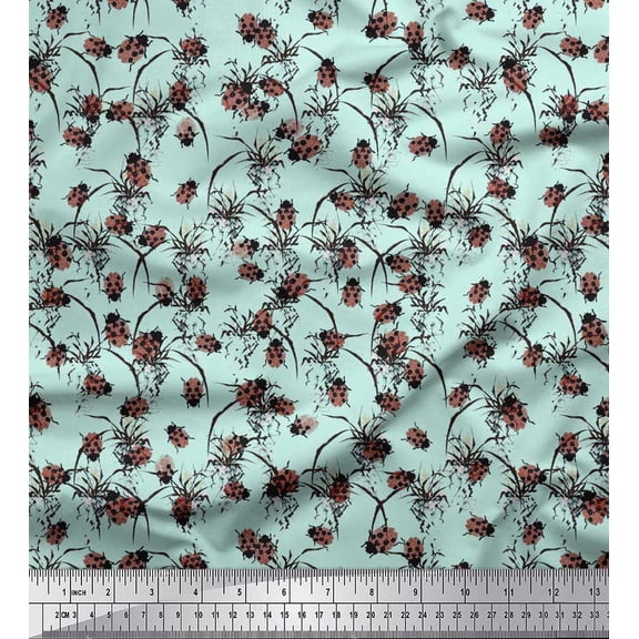 Soimoi Poly Georgette Fabric Brush Stroke & Insect Fabric Prints by Yards 42 Inch Wide