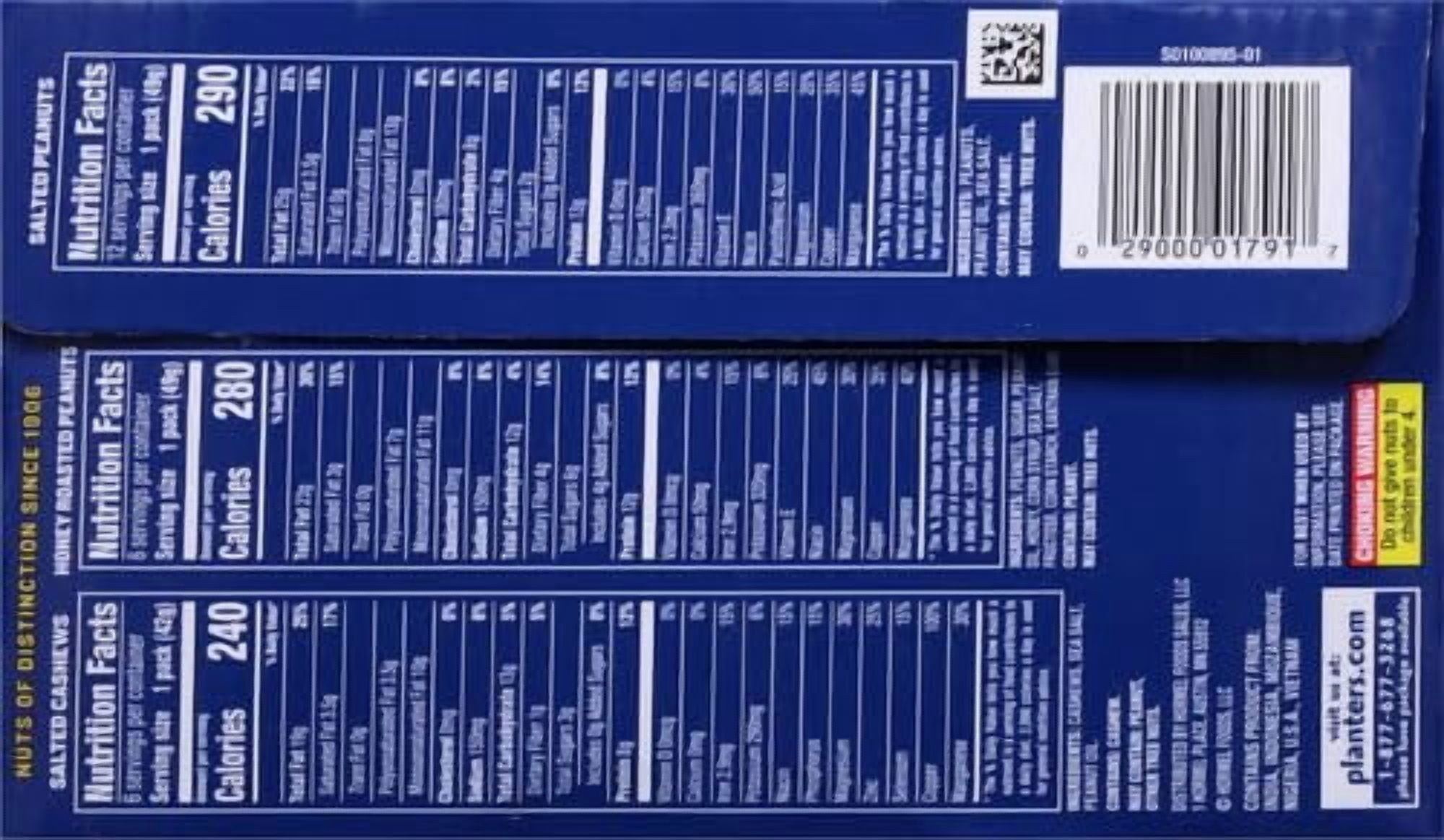 PLANTERS Variety Packs (Salted Cashews, Salted Peanuts & Honey Roasted Peanuts), 24 Packs - Individual Bags of On-the-Go Nut Snacks - No Cholesterol or Trans Fats - Source of Fiber and Healthy Fats