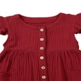 thumbnail image 4 of Toddler Girls Solid Color Dress Summer Ruffle Linen Baby Mini Skirt Cqh, 4 of 6