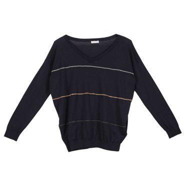 Brunello Cucinelli T-Shirt à Manches Longues en Soie Bleu Marine pour Femmes - m