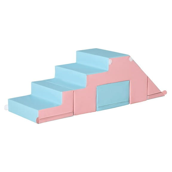 Foam Play Set for Toddlers and Children, Easy-to-clean 2 Piece Soft & Safe Kids Climbing Set for Crawling or Sliding, Multicolor