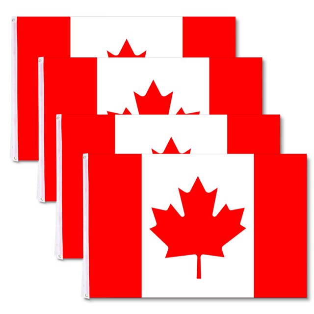 Yescom 4 Pcs 3'x5' Pi Polyester Drapeau du Canada Feuille d'Érable Canadienne Bannière Intérieur Extérieur Cour pour Mât de Drapeau