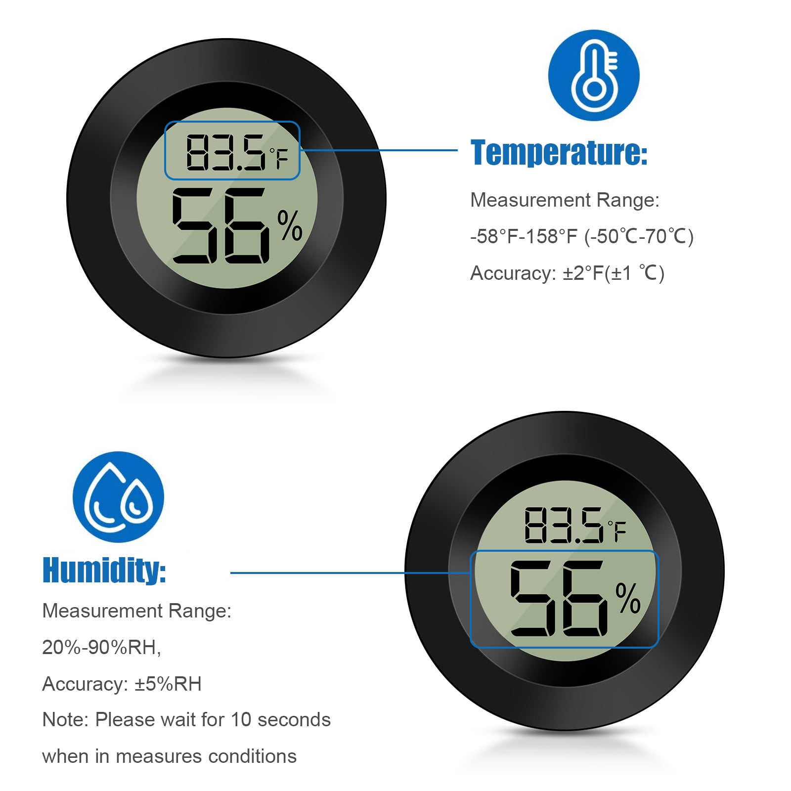  5-Pack Mini Hygrometer Thermometer with Digital LCD Display  Indoor Temperature and Humidity Meter for Home Office Humidifiers Humidors  Car Greenhouse Babyroom … (5-Pack) : Appliances