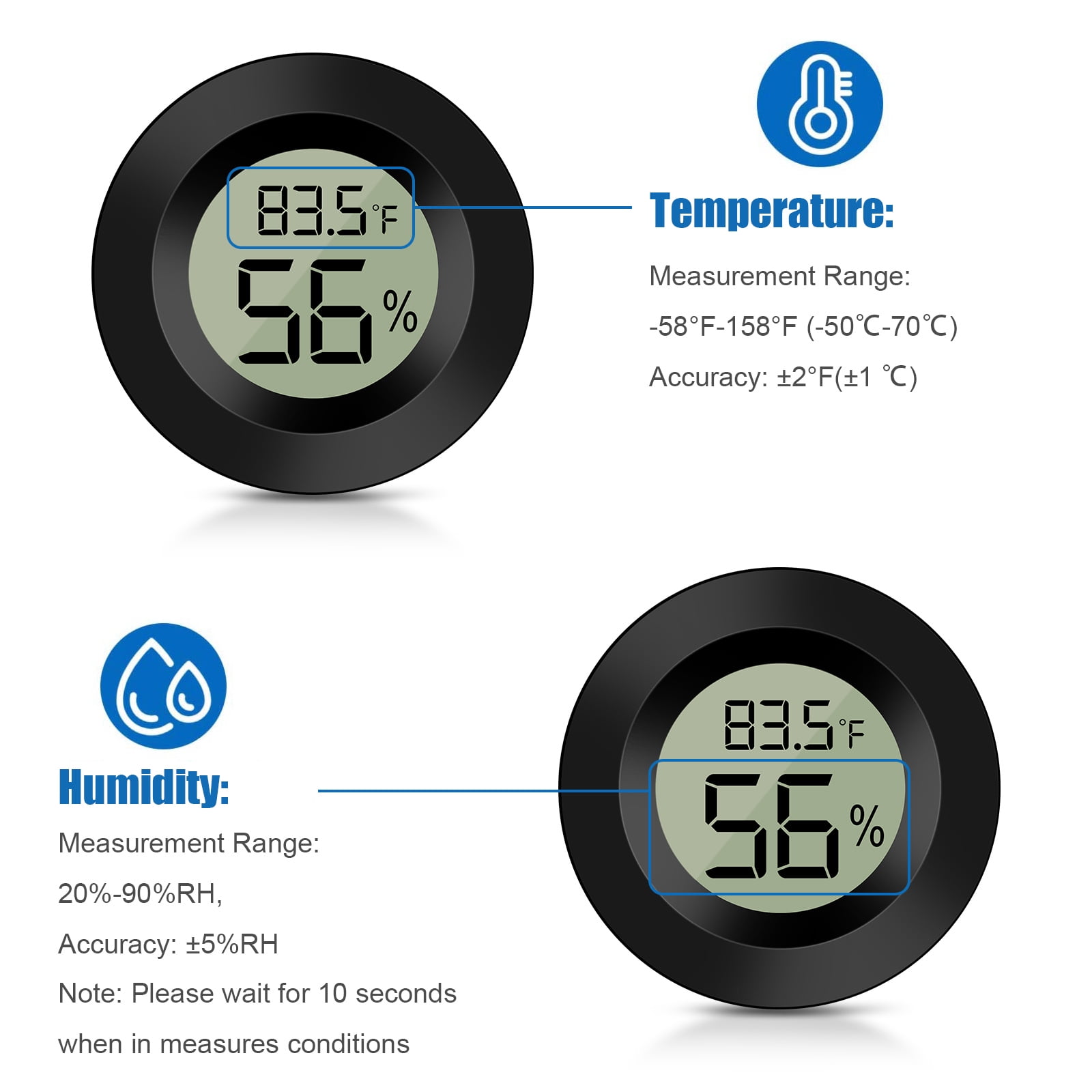 4 Pack Mini Digital Thermometer Hygrometer Indoor Humidity Temperature  Meters Gauge AikTryee Hygrometer wiht LCD Display Fahrenheit for Humidors