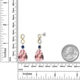 thumbnail image 6 of 925 Silver and 10K Yellow Gold Peach Nano Morganite and Blue Created Sapphire and White Lab Grown Diamond Earrings for Women | 28.33 Cttw | Gemstone October Birthstone | Pear Shape 18X13MM, 6 of 6