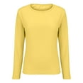 thumbnail image 4 of ZJXFGS Long Sleeve Thermal Shirt for Women Long Sleeve Shirt for Women Lightweghit Fleece Tops 2025 Crew Neck Basic T Shirts Yellow 3XL, 4 of 7