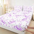 thumbnail image 3 of jejeloiu Cartoon Cute Bow Full Size Sheets,Purple Bowtie Heart Bed Sheets For Teens 4 Pieces, 3 of 7