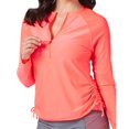 thumbnail image 3 of Free Country Women's Long Sleeve Round Neck Rashguard 1/2 Zip UPF 50 Shirt (Coral Coast, XXL), 3 of 4