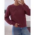 thumbnail image 4 of BTFBM Fall Long Sleeve Sweaters for Women Trendy | Lightweight Knit Sweater, Cute 3D Flower Embroidery Crew Neck Tops,Business Casual,Holiday Winter Clothes, 4 of 8