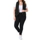 thumbnail image 2 of Chaleco de mezclilla sin mangas para mujer GRACE & GRANDEUR Plus Size, con solapa, casual, talla 1X, negro, 2 of 6