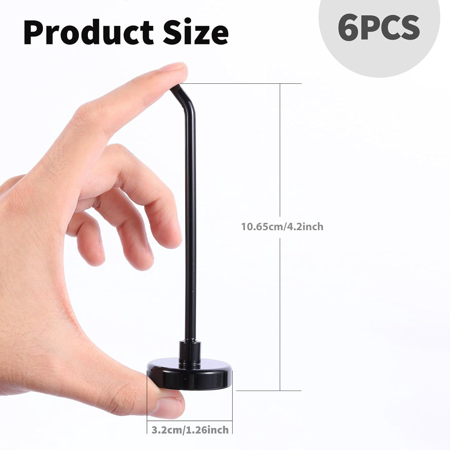 6pcs Magnetic Hooks, 3.0lb 4.2 Inch Long Heavy Duty Magnet Hooks, Strong Magnetic Cruise Hooks Wall Hook Magnetic Hangers for Cabins Garage Grill Kitchen Refrigerator Computer(Black, 3.0lb)