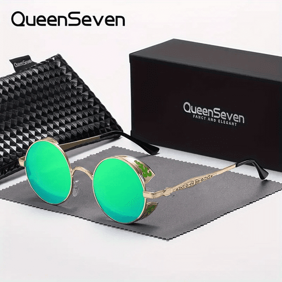 QueenSeven Unisex Round Frame Punk Sports Outdoor Leisure Polarized Sunglasses UV400
