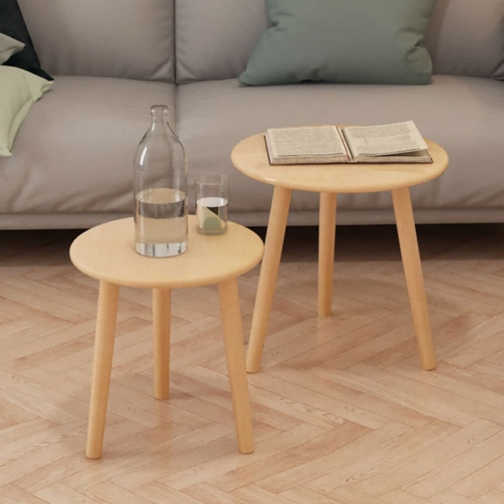 Kepooman Round End Side Table for Home Office, Set of 2, Brown Kepooman Round End Side Table for Home Office, Set of 2, Brown