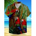 thumbnail image 4 of Camisa hawaiana de manga corta para hombre, con diseño de animales, pájaros, plantas, vacaciones, para exteriores, vacaciones, verano, color amarillo, azul y marrón, 4 of 5
