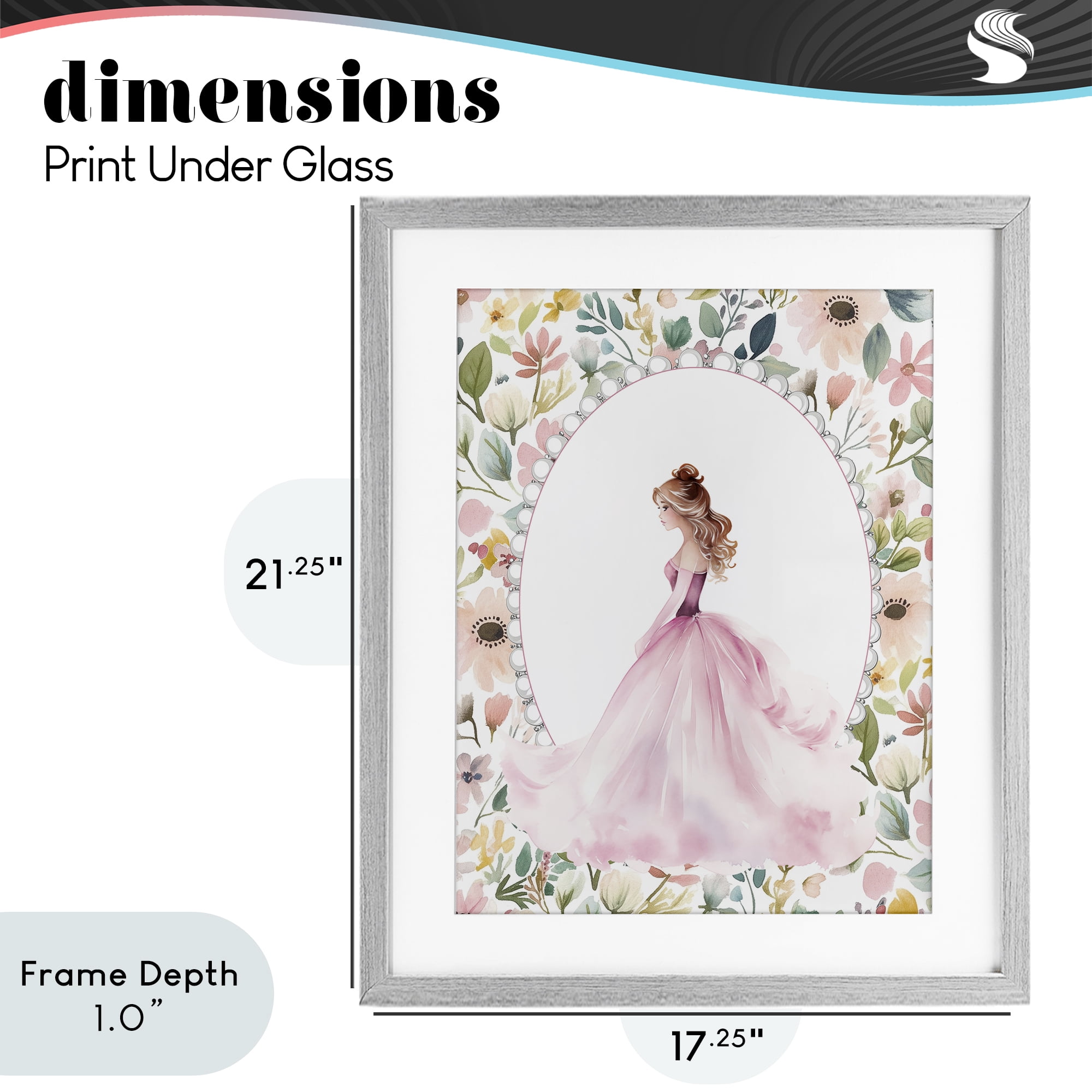 Stupell Industries Elegant Princess Love Gray Framed Print Under Glass, design by Christine Simpson Art