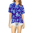 thumbnail image 5 of HAPPY BAY Hawaiian Shirts Womens Casual Summer Beach Party Blouse Shirt Dressy Blouses Short Sleeve Vacation Tops Button up Dress Shirts T Shirts for Women XL Floral, Blue, 5 of 5