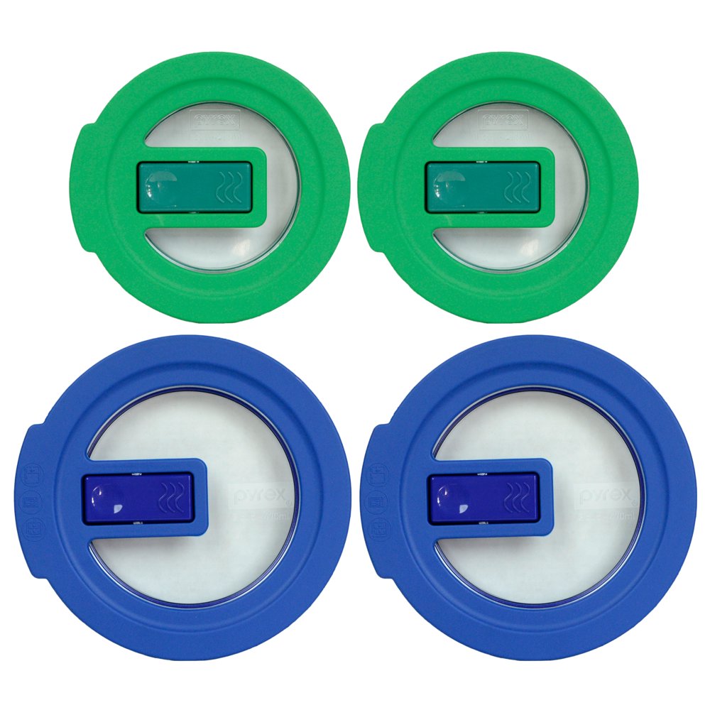Pyrex Replacement Lid (2) 7200NLC 2Cup Blue & (2) 7202NLC 1Cup