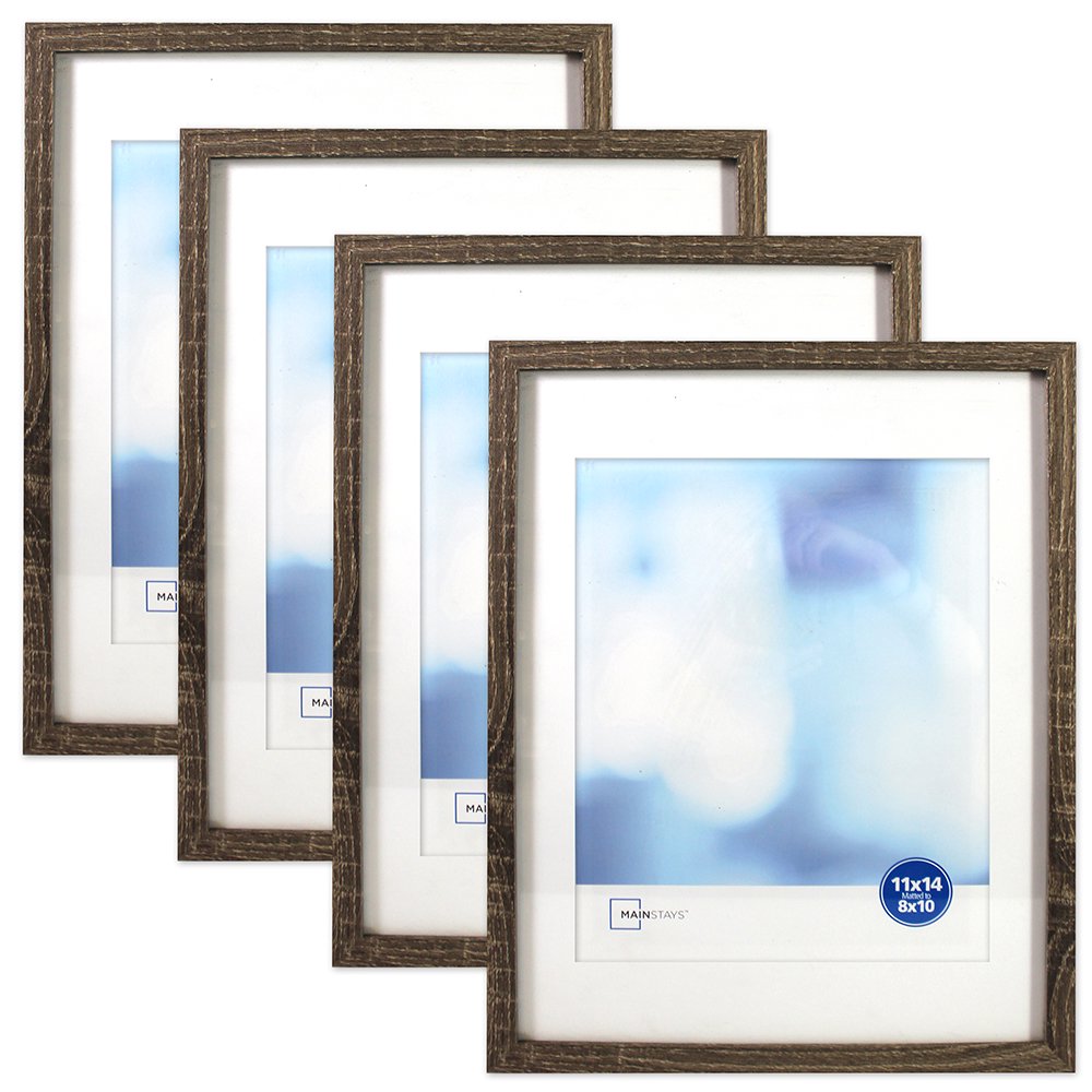 Mainstays Linear 11" x 14" Matted to 8" x 10" Rustic Frame, Set of 4