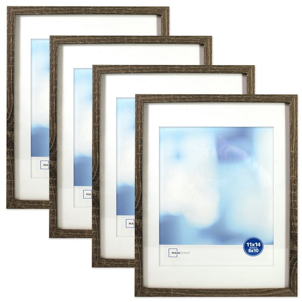Mainstays Linear 11" x 14" Matted to 8" x 10" Rustic Frame, Set of 4
