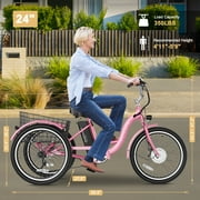 MOONCOOL Adult 24/26 Unisex 3-Wheel Tricycle, 700W Peak Motor, 7 Speeds, 36V 10.4Ah Removable Lithium Battery, 16MPH Max Speed, 40 Miles Range