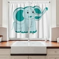thumbnail image 2 of Ambesonne Teal Animal Kitchen Curtains, Cartoon Elephant Print, 55"x45", Pale Blue and Teal, 2 of 3
