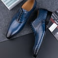 thumbnail image 3 of Dress Shoes for Men‘s Leather Casual Social Oxfords Model Classic Office Soulier Homme Printing Handmade Height Increasing ABS01 Blue 11.5, 3 of 4