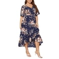 thumbnail image 1 of QIPOPIQ Robes pour Femmes Robe à Étages Fumée Manches Courtes Grandes Robes Décontractées Cuihua Robe d'Été Taille Évasée Col en V Mi-Mollet Offres 2023, 1 of 6