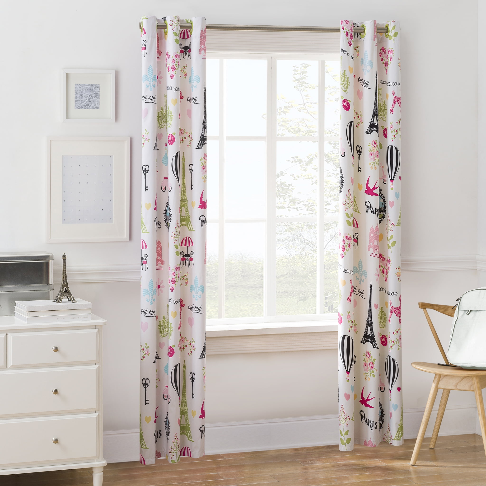 Your Zone I Love Paris Room Darkening Grommet Top Single Curtain Panel, 42 in x 84 in