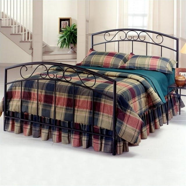 Bowery Hill Queen Metal Panel Bed with Textured Black