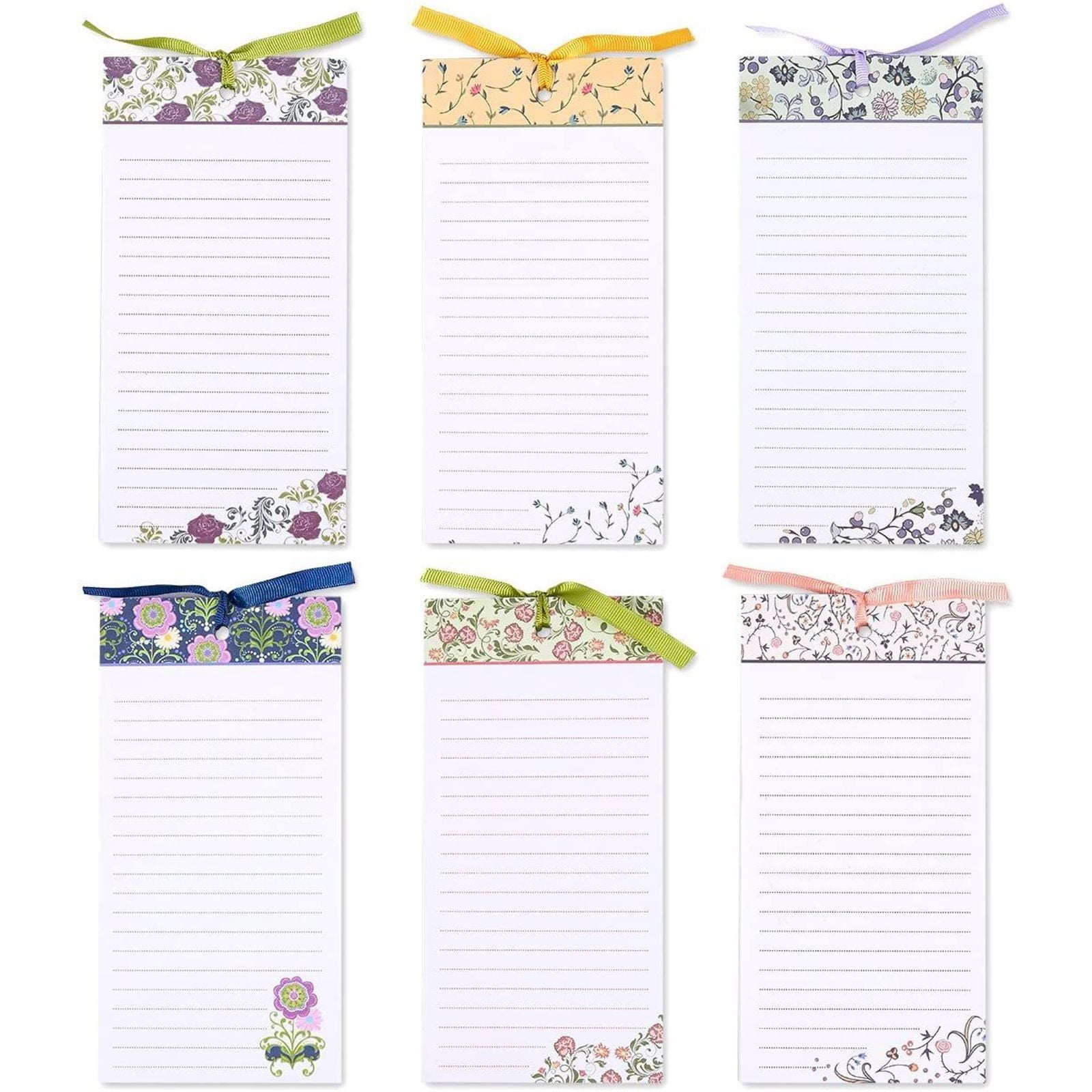 To-Do-List Notepad – 6-Pack Magnetic Notepads To Do List Fridge Grocery List Magnet Memo Pad for Shopping House Chores Reminders Assorted Flower Designs 60 Sheets Per Pad 4 x 8 Inches