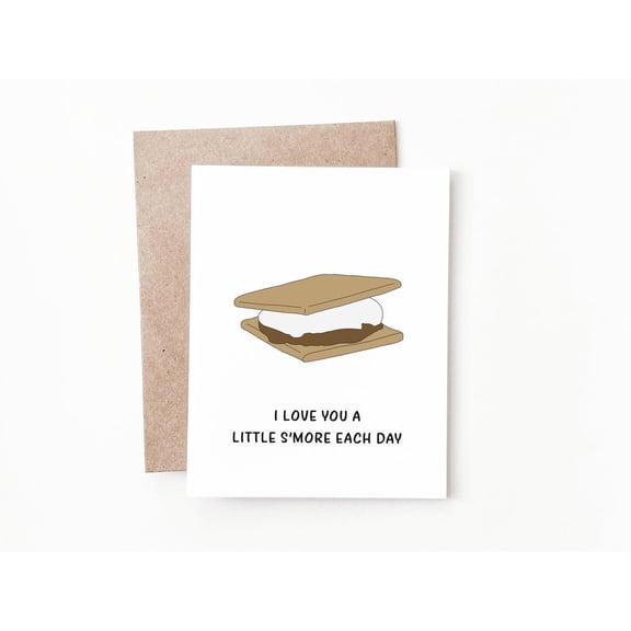 S'mores Love Card – "I Love You a Little S'more Each Day" – Perfect for Anniversaries, Birthdays, or Just Because – Envelope Included