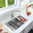 thumbnail image 5 of Stylish Undermount 32" Stainless Steel Low Divider 50/50 Double Bowl Kitchen Sink with 4 accs S-321XG, 5 of 11